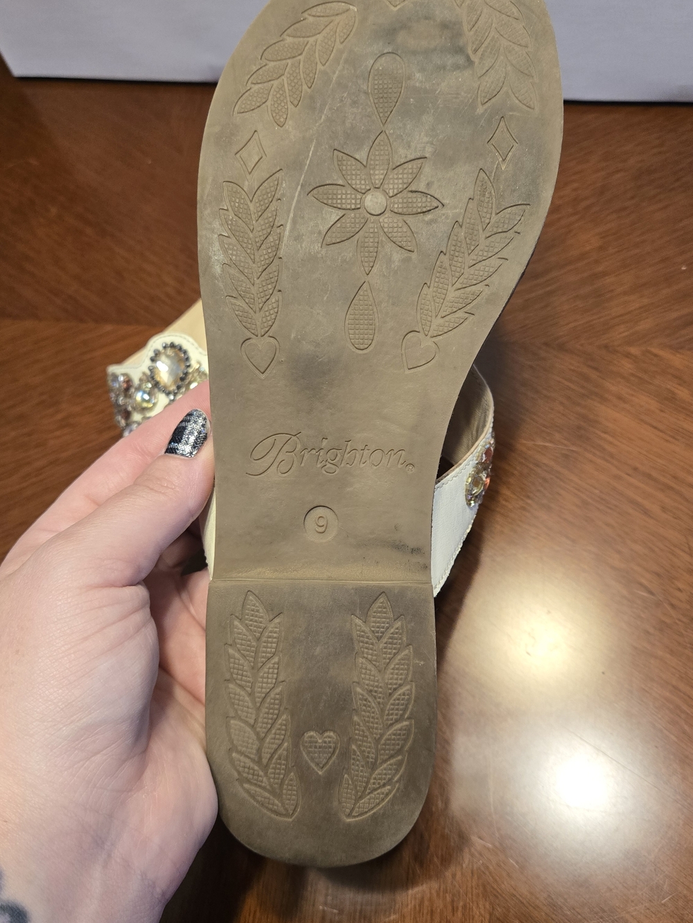 Brighton Ivory Jeweled Thong Sandals - Picture 3 of 3